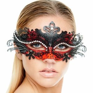 Black & Red Premium Laser Cut Masquerade Mask